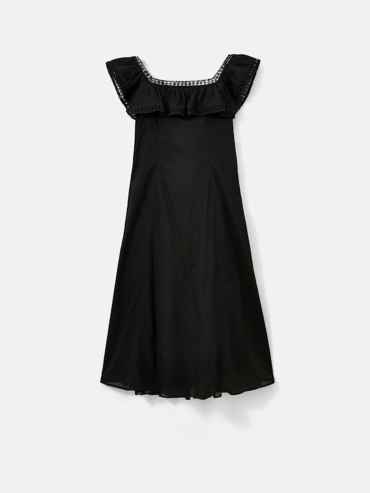 Mint Velvet Black Poet Collar Midi Dress - Image 7 of 7