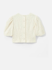 Mint Velvet White Sequin Lace Puff Sleeve Top - Image 7 of 8