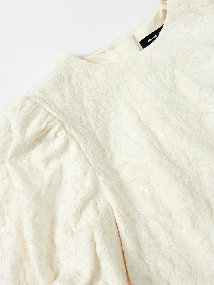 Mint Velvet White Sequin Lace Puff Sleeve Top - Image 8 of 8 Mint Velvet White Sequin Lace Puff Sleeve Top - Image 8 of 8