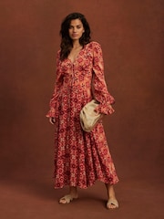 Mint Velvet Pink Floral Print Maxi Dress - Image 3 of 8