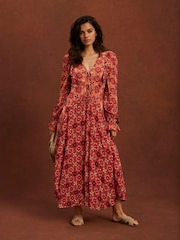 Mint Velvet Pink Floral Print Maxi Dress - Image 5 of 8