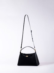 Lakeland Leather Black 'Herdwick' Suede and Leather Cross-Body Bag - Image 1 of 6