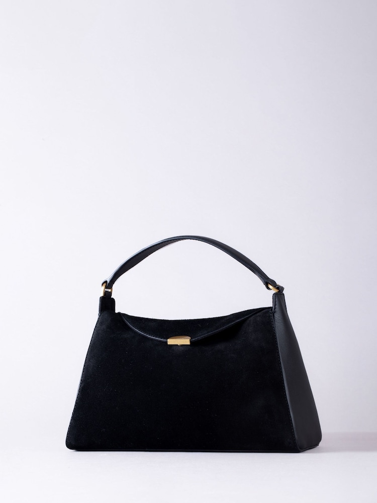 Lakeland Leather Black 'Herdwick' Suede and Leather Cross-Body Bag - Image 2 of 6