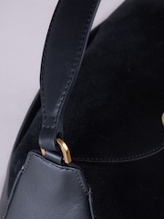 Lakeland Leather Black 'Herdwick' Suede and Leather Cross-Body Bag - Image 5 of 6