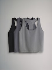 The Set 3 Pack Active Smoothing Racer Vest Balck/Charcoal/Grey - Image 2 of 6