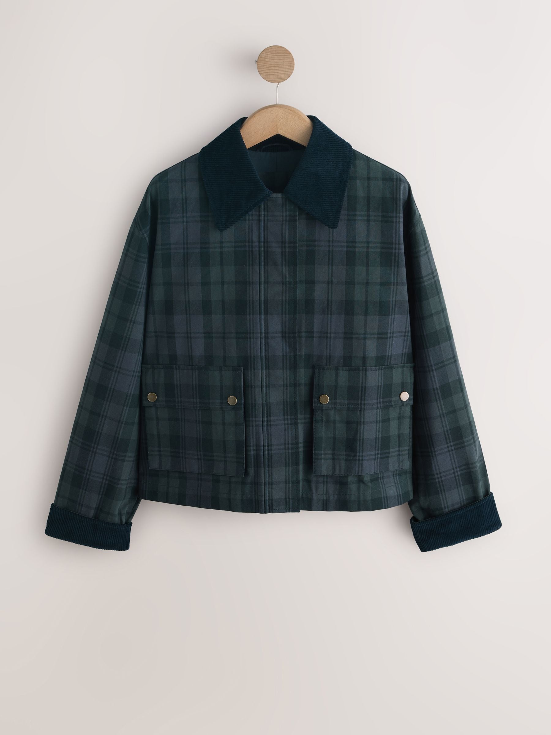 Buy Navy Blue Check Hertiage Cord Collar Jacket from the Next UK