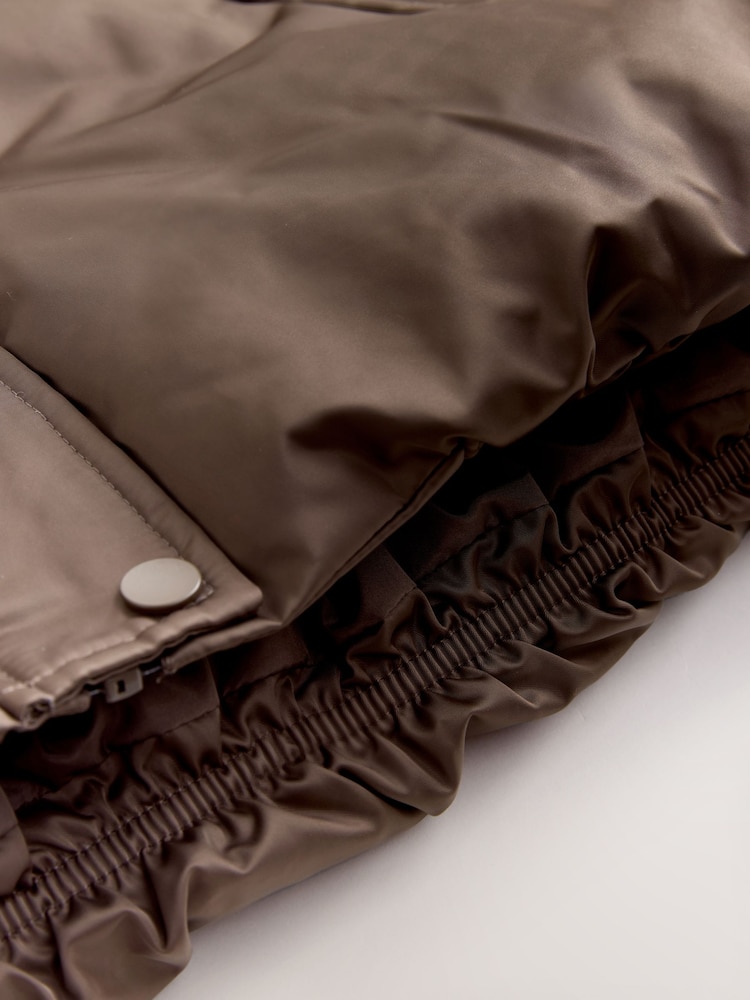 Chocolate Brown Shower Resistant Bomber Jacket - Image 4 of 4 Chocolate Brown Shower Resistant Bomber Jacket - Image 4 of 4