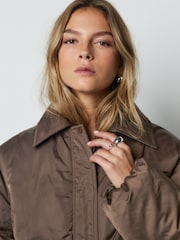 Chocolate Brown Shower Resistant Bomber Jacket - Image 5 of 10