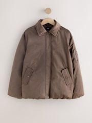 Chocolate Brown Shower Resistant Bomber Jacket - Image 7 of 10