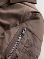 Chocolate Brown Shower Resistant Bomber Jacket - Image 9 of 10