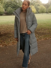 Blue Gingham Shower Resistant Padded Hooded Coat - Image 1 of 7