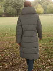 Blue Gingham Shower Resistant Padded Hooded Coat - Image 3 of 7
