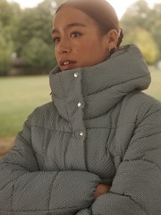 Blue Gingham Shower Resistant Padded Hooded Coat - Image 4 of 7