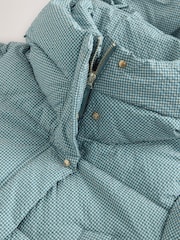 Blue Gingham Shower Resistant Padded Hooded Coat - Image 6 of 7