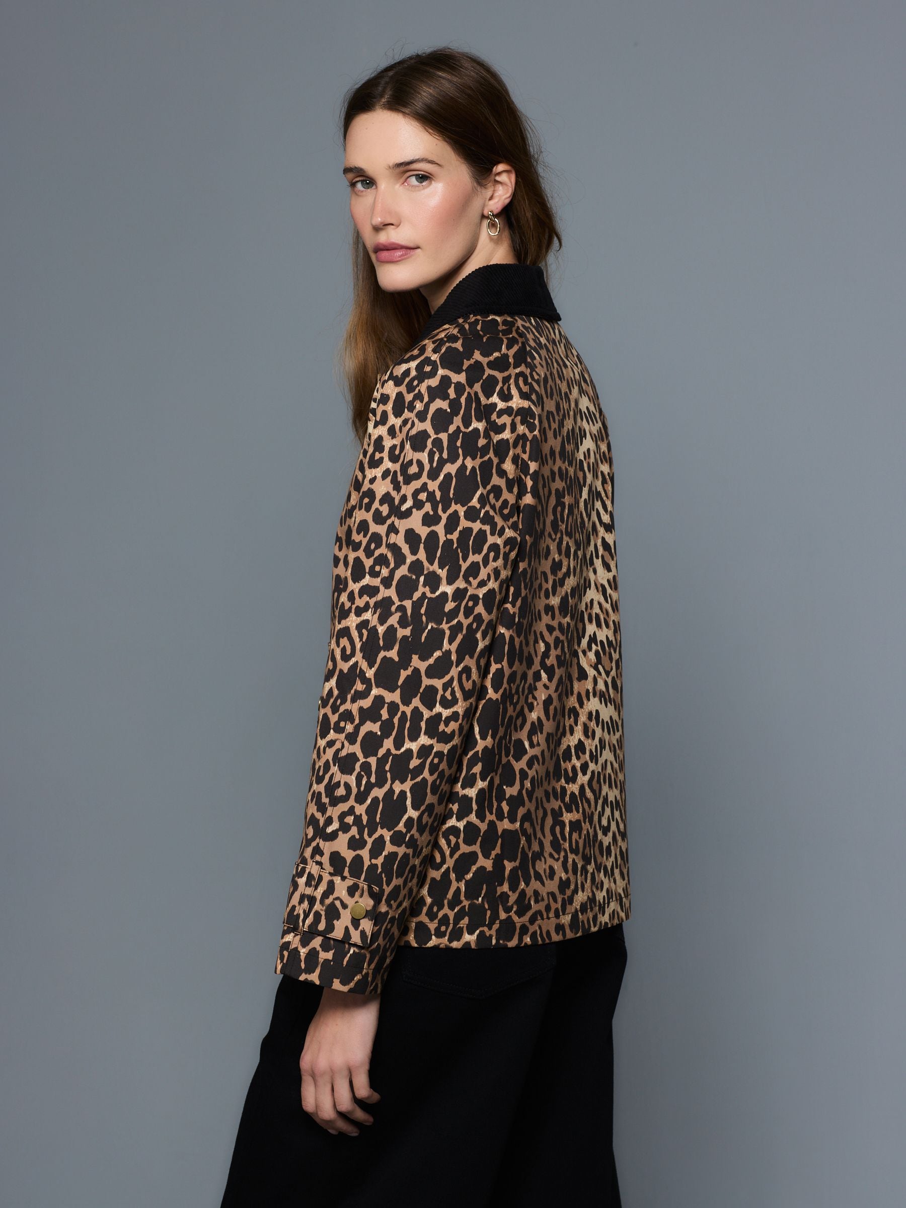 Buy Leopard Print Waxy Jacket with Cord Collar from the Next UK