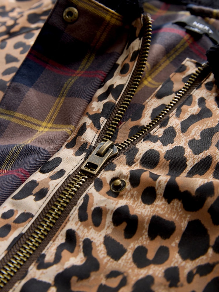 Animal Print Waxy Jacket with Cord Collar - Image 3 of 3 Animal Print Waxy Jacket with Cord Collar - Image 3 of 3