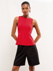 Lipsy Red Peplum Top - Image 1 of 4