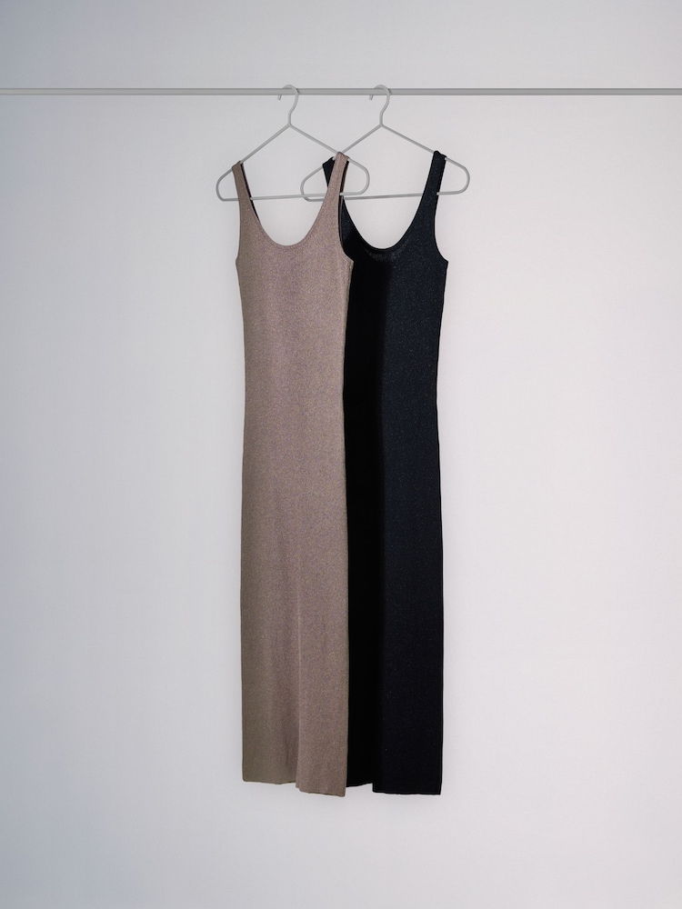 The Set 2 Pack Knitted Sparkle Effect Sleeveless Maxi Dress - Bild 2 von 6