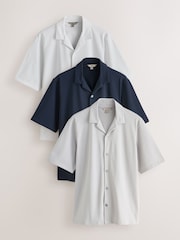 Navy Blue/Grey/White Regular Fit Short Sleeve Revere Collar Jersey Shirts 3 Pack - Image 1 of 6