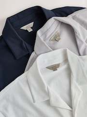 Navy Blue/Grey/White Regular Fit Short Sleeve Revere Collar Jersey Shirts 3 Pack - Image 8 of 9