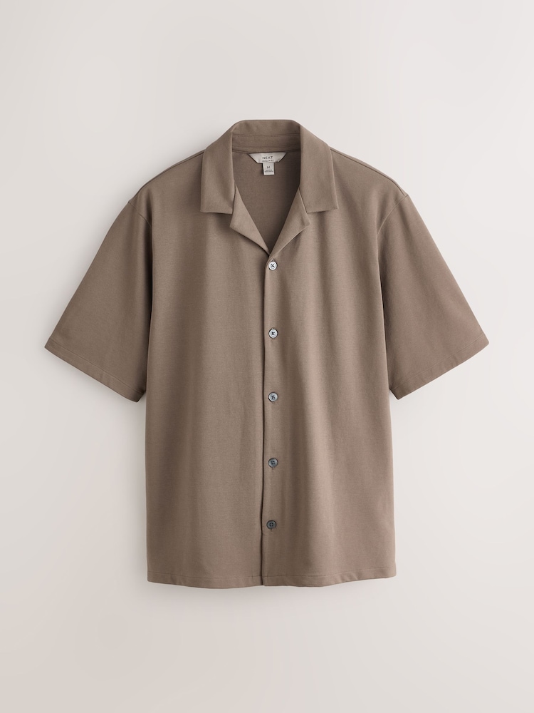 Brown/Black/Neutral Regular Fit Short Sleeve Revere Collar Jersey Shirts 3 Pack - Image 2 of 6