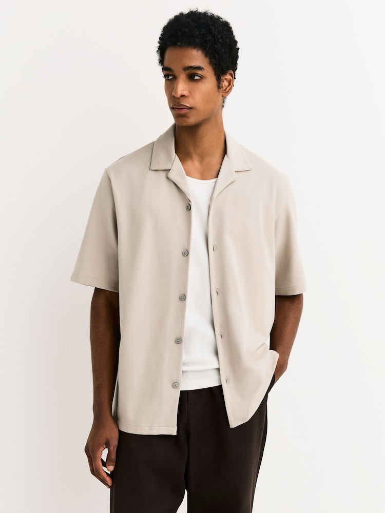 neutral dress shirts Men's Basic Dress Shirt Convertible Cuff Regular Fit in Taupe 15 34/35 / Taupe