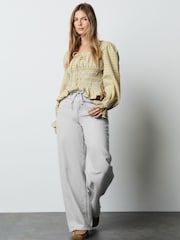 Grey Denim Wide Leg Joggers Waist Jeans - Image 1 of 8