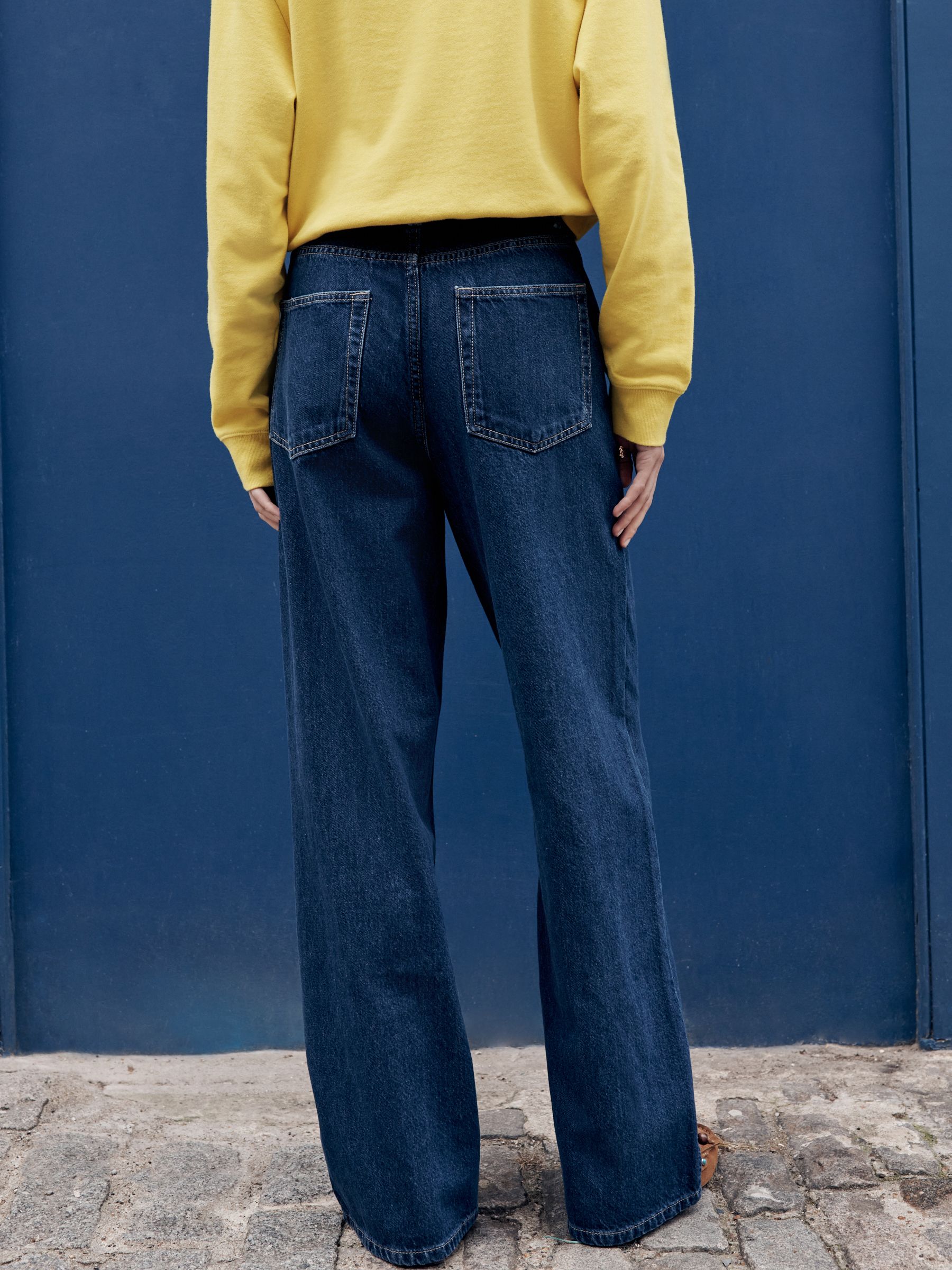 Buy Dark Blue Wide Leg Drawstring Waist Jeans from the Next UK