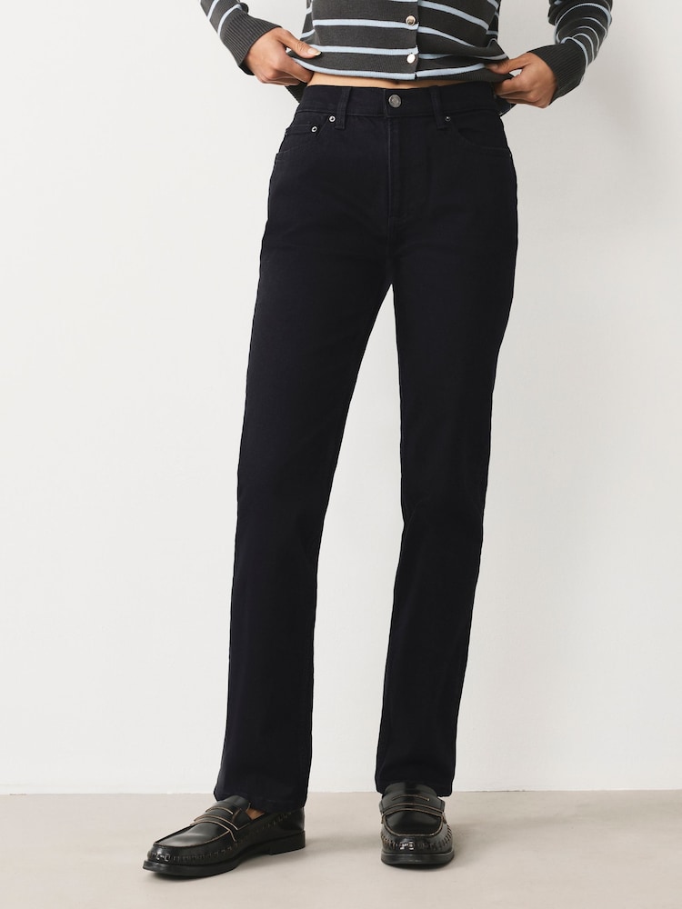 Black Slim Mid Rise Stretch Jeans - Image 1 of 8 Black Slim Mid Rise Stretch Jeans - Image 1 of 8