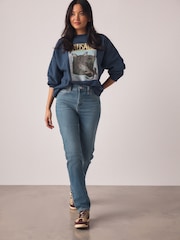 Mid Blue Slim Mid Rise Stretch Jeans - Image 2 of 4