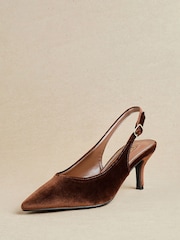 Linzi Brown Finesse Pointed Slingback Stiletto Court Heels - Image 1 of 6