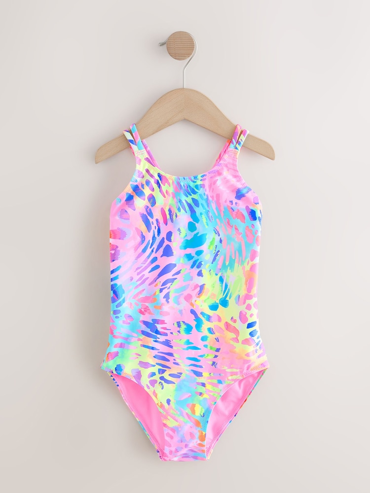 Bright Animal Print Double Strap Swimsuit (3-16yrs) - Image 1 of 7