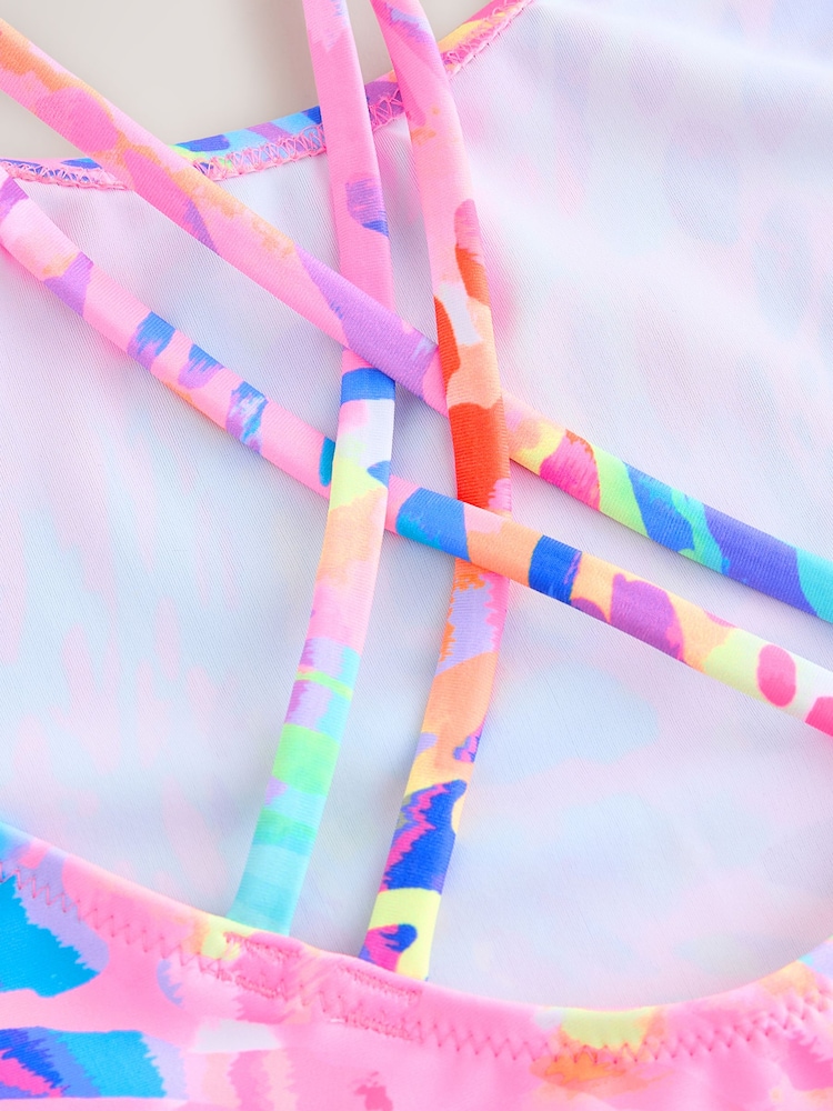 Bright Animal Print Double Strap Swimsuit (3-16yrs) - Image 7 of 7