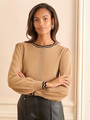 Love & Roses X2 Black and Camel Scallop Knit Jumper Multipack - Image 4 of 7
