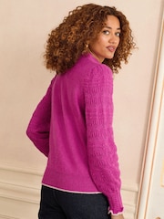 Love & Roses Magenta Pink Pussybow Cosy Knit Jumper - Image 4 of 4