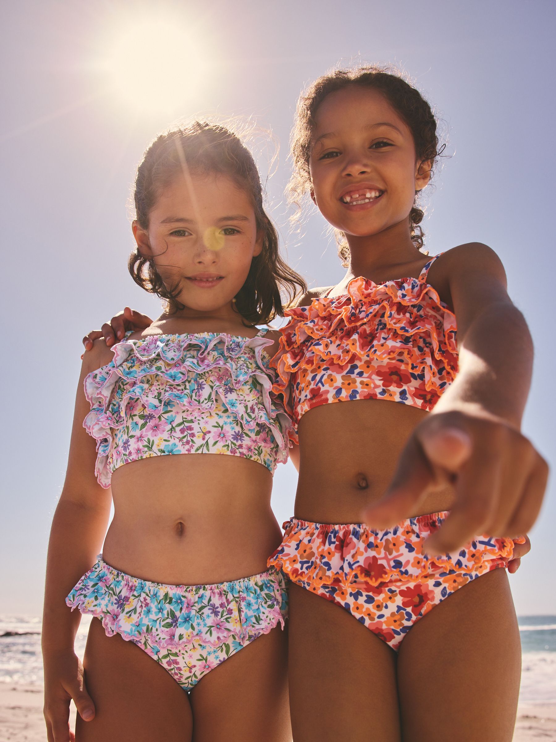 Buy Pink/Yellow Ditsy Floral Frill Bikini (3-16yrs) from Next USA