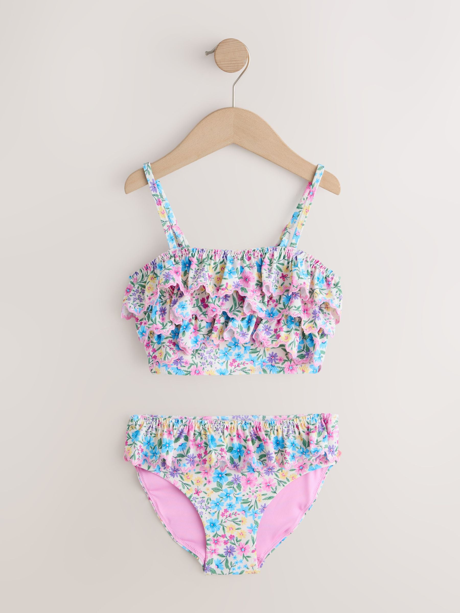 Buy Pink/Yellow Ditsy Floral Frill Bikini (3-16yrs) from Next Romania