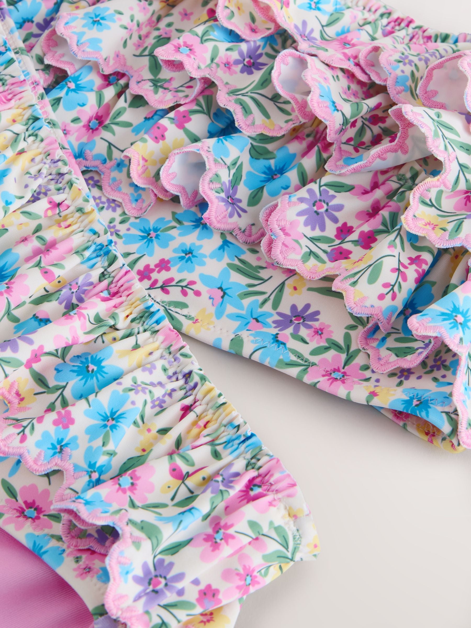 Buy Pink/Yellow Ditsy Floral Frill Bikini (3-16yrs) from Next