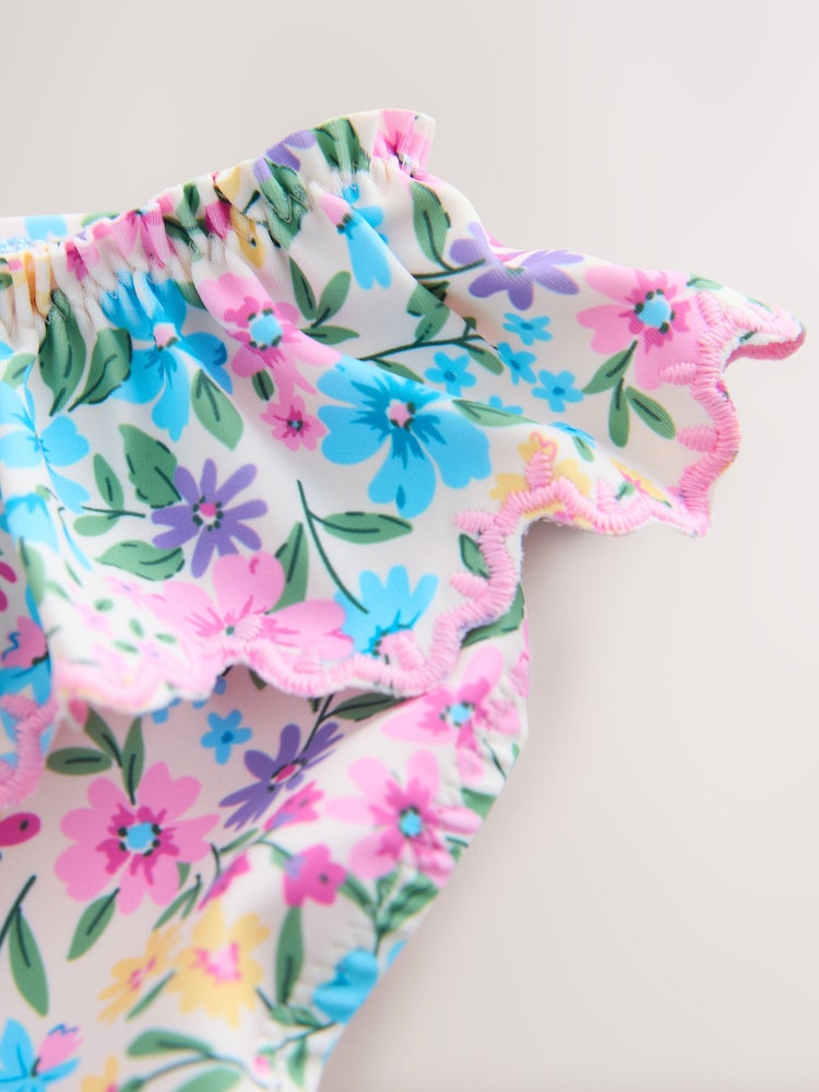 粉紅色/黃色碎花圖案 - 小裙擺比基尼（3-16歲） - 圖片 9，共 9