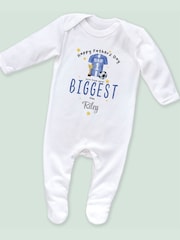 Personalised Fathers Day Footy Sleepsuit By Little Years - Image 1 of 4