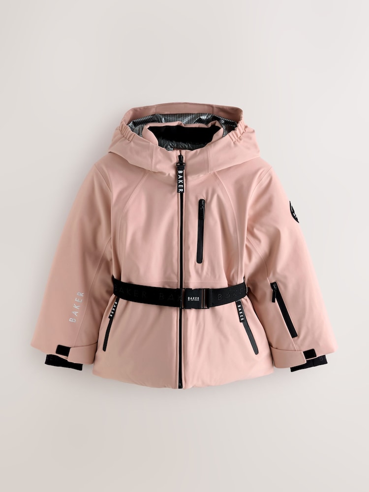 Baker by Ted Baker Pink Waterproof Belted Padded Ski Jacket - Image 1 of 13