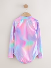 Pink Rainbow Foil Sequin - Long Sleeve Sunsafe Swimsuit (3mths-16yrs) - Imagen 2 de 4