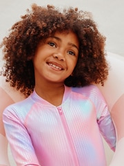 Pink Rainbow Foil Sequin Long Sleeve Sunsafe Swimsuit (3mths-16yrs) - Image 6 of 10