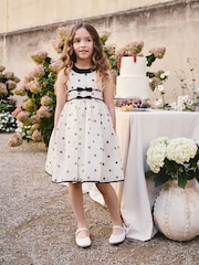 Black/Cream Spot Sleeveless Occasion Dress (3-16yrs) - Image 1 of 8