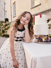 منقط أسود/كريمي - Sleeveless Occasion Dress (3-16yrs) - صورة 2 من 8