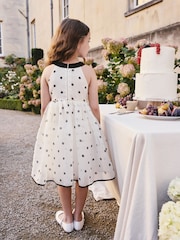 Black/Cream Spot Sleeveless Occasion Dress (3-16yrs) - Image 3 of 8