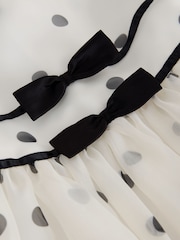 Black/Cream Spot Sleeveless Occasion Dress (3-16yrs) - Image 8 of 8