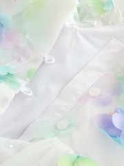 White 3D Flower Ruffle Mesh Occasion Dress (3-16yrs) - Image 7 of 9