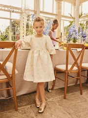 Ecru White Floral Texture Occasion Dress (3-16yrs) - Image 4 of 8