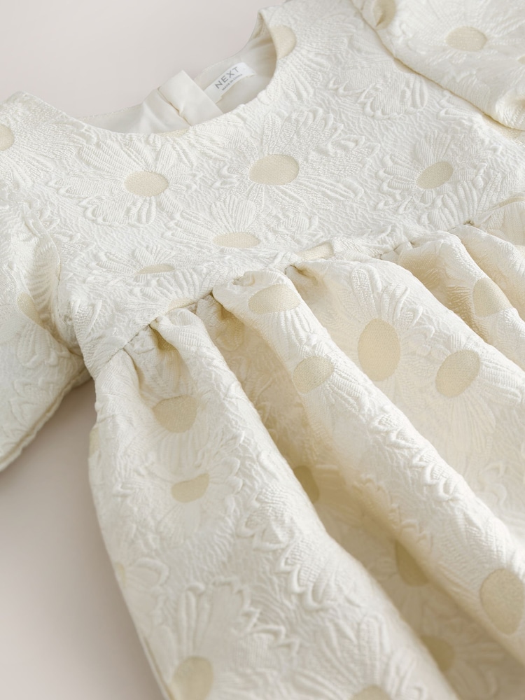 Ecru White Floral Texture Occasion Dress (3-16yrs) - Image 8 of 8
